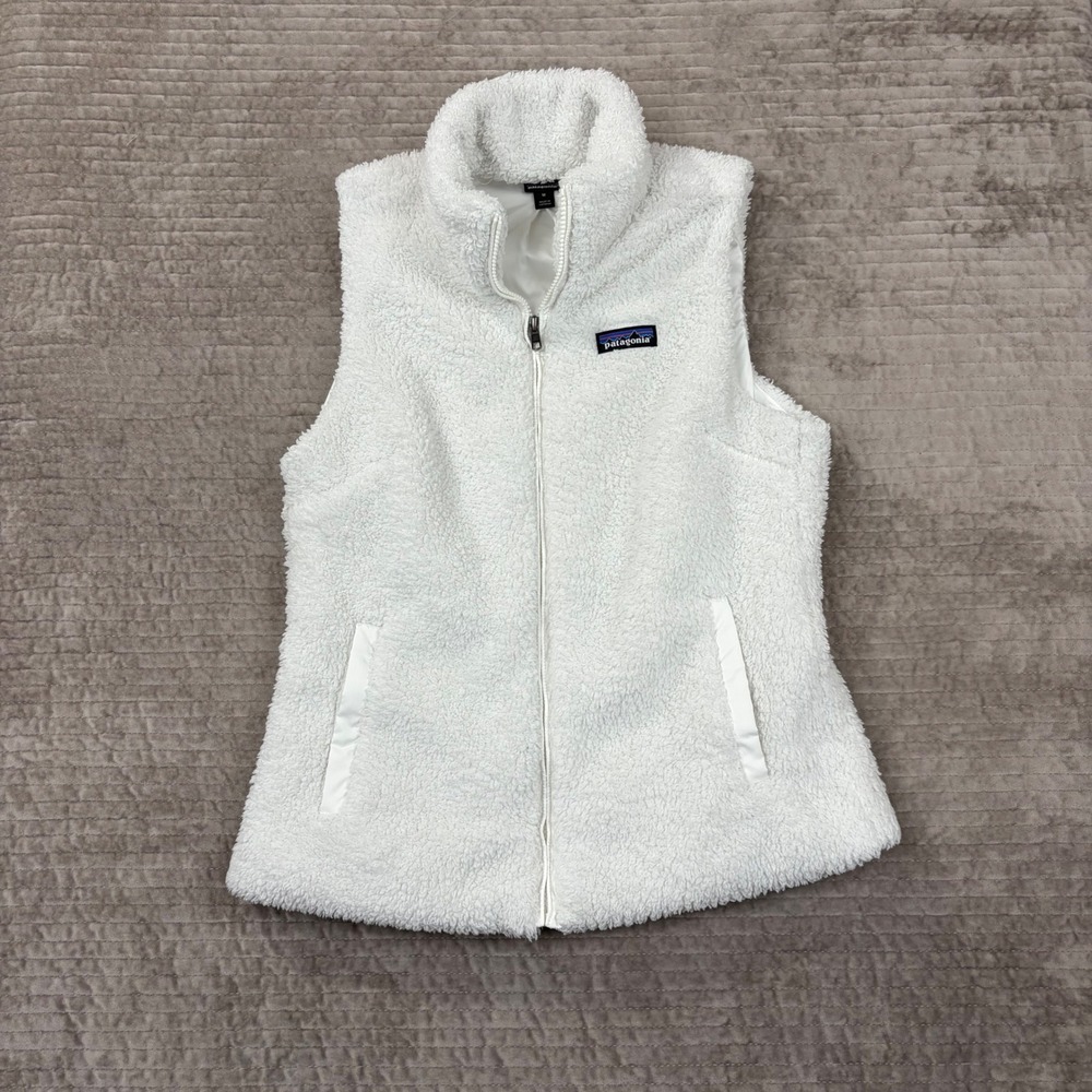 Patagonia Los Gatos Fleece Vest Womens Medium White Full Zip 25216 FA18 BCW